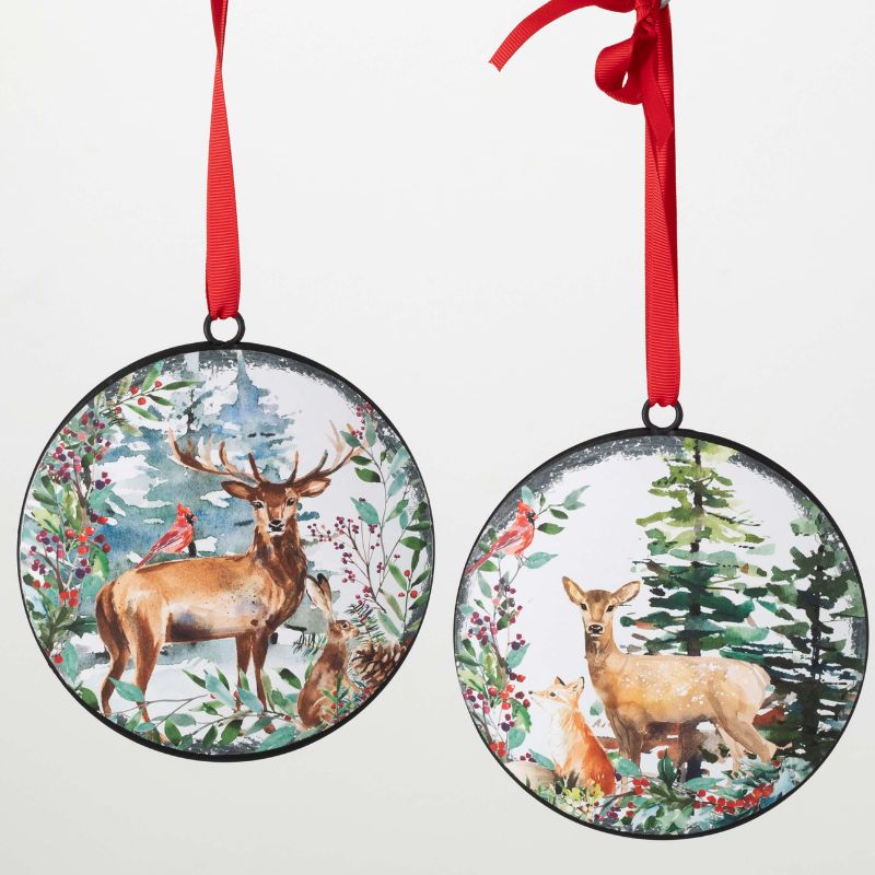 Rustic Deer Disc Ornament